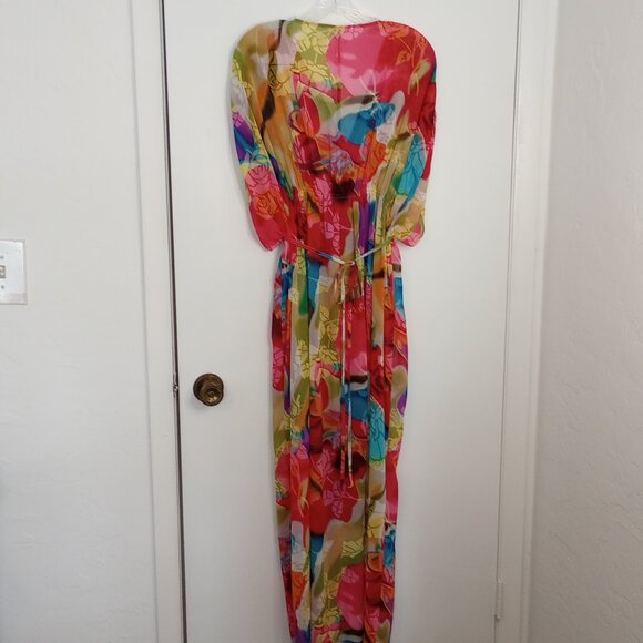 London Times Sheer Boho Floral Maxi Coverup - Picture 7 of 7